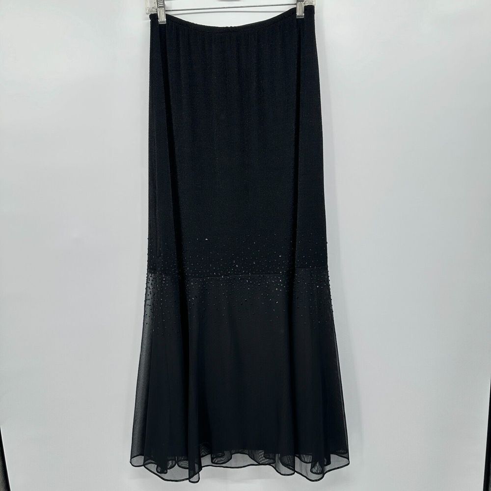 Vintage Y2K‎ JR Nites Maxi Skirt Size 14 Black Beaded Fairy Whimsigoth USA
